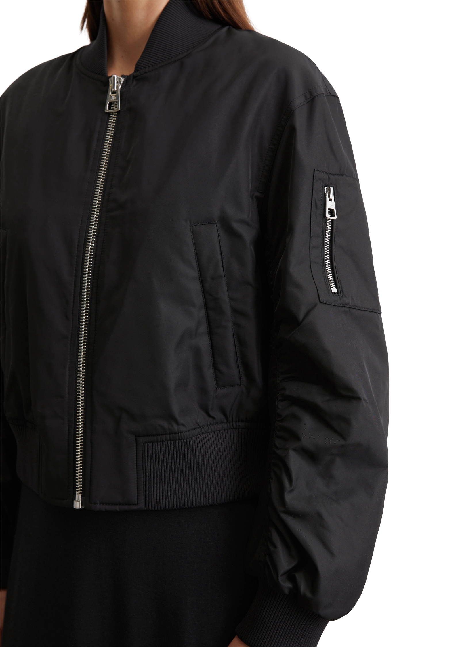 Marc O'Polo Blouson im Pilotenstil, verkürzte Form, mit mattem Glanz und softem Finish