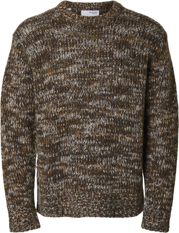 Selected Homme SLHPEPPER LS KNIT RELAXED MOCK NECK Chocolate torte/cathay spice / tofu