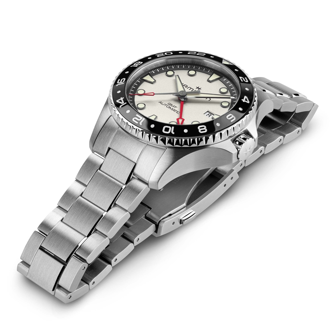 Hamilton Khaki Navy Scuba Auto GMT 43 Silbrig