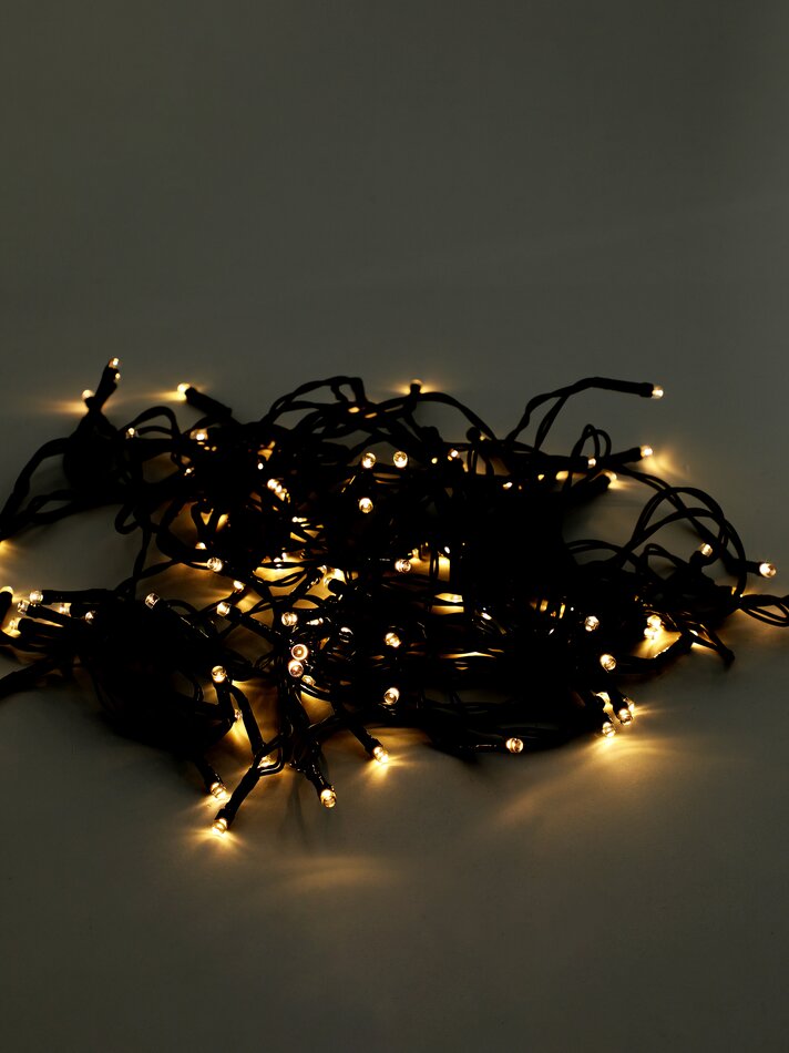 Cordão de luzes solares com 100 LEDs pequenos - Branco