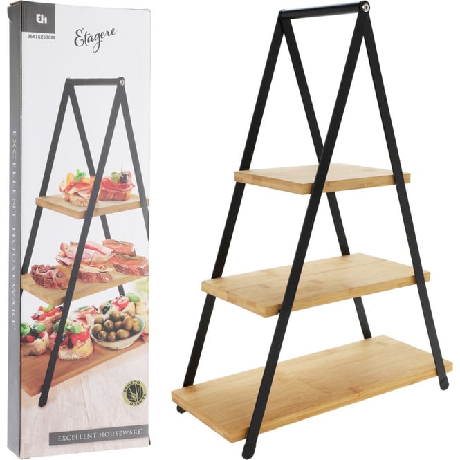 Etagere - schwarz/braun - 3 Lagen - ca. 53 cm hoch