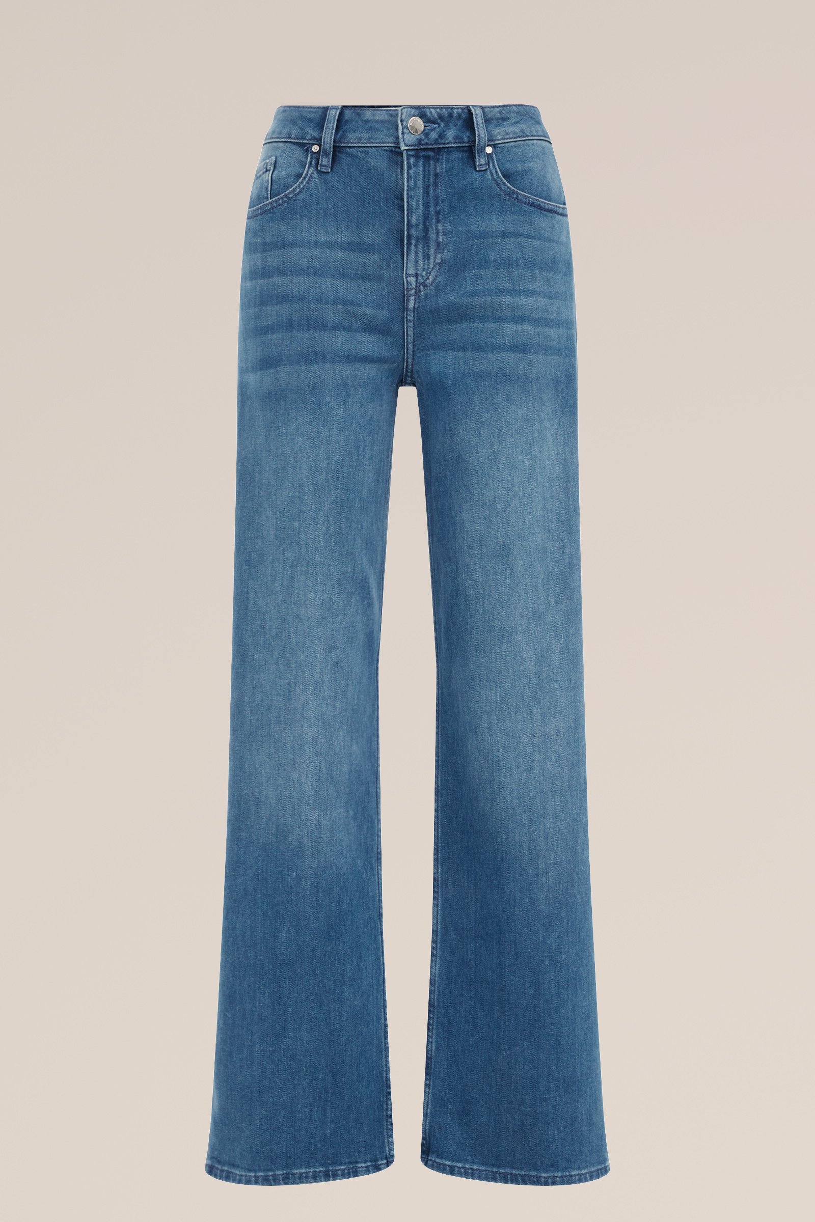 high rise wide leg jeans met comfortstretch Blue Ridge Donkerblauw