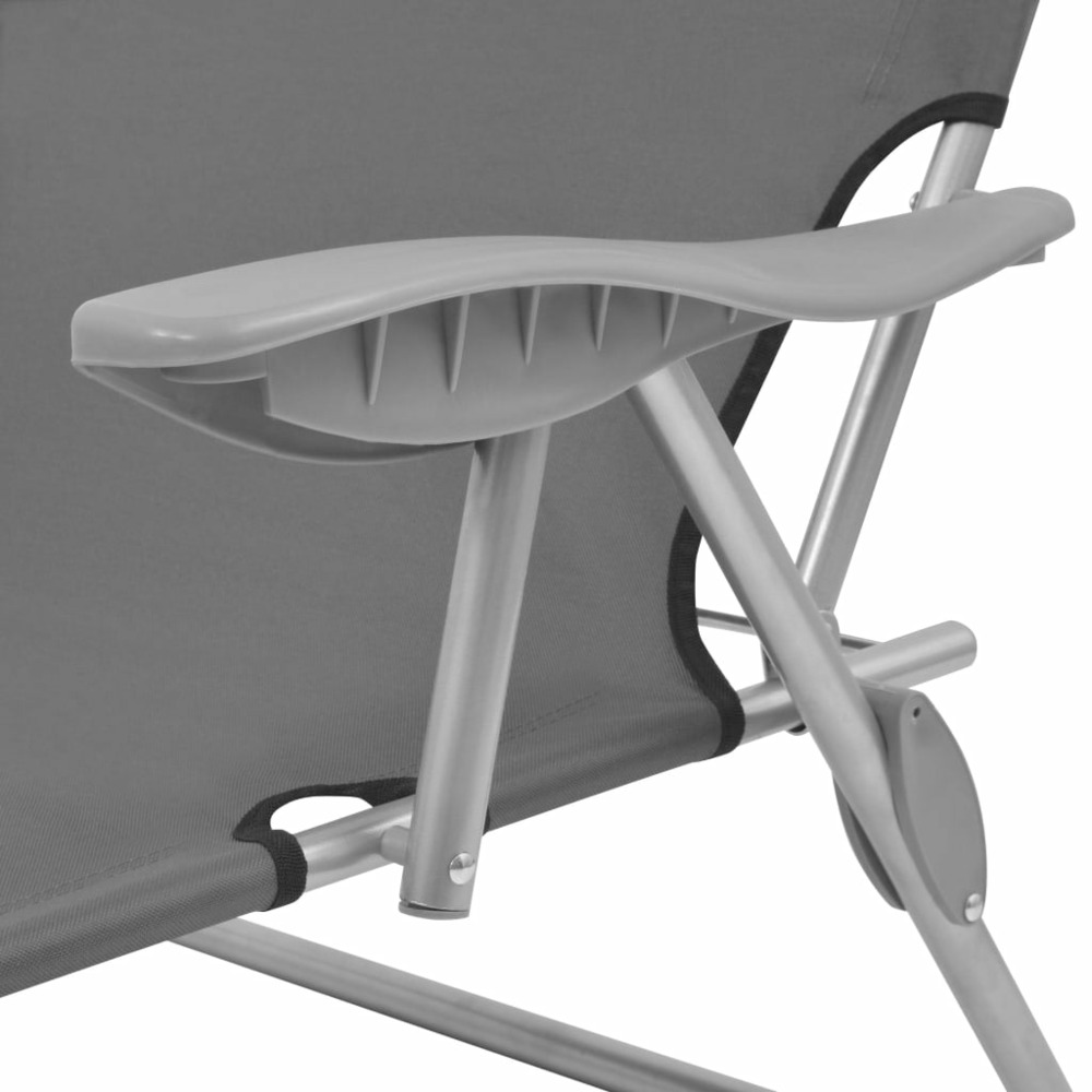 Transat chaise longue bain de soleil lit de jardin terrasse meuble d'extérieur avec auvent acier gris