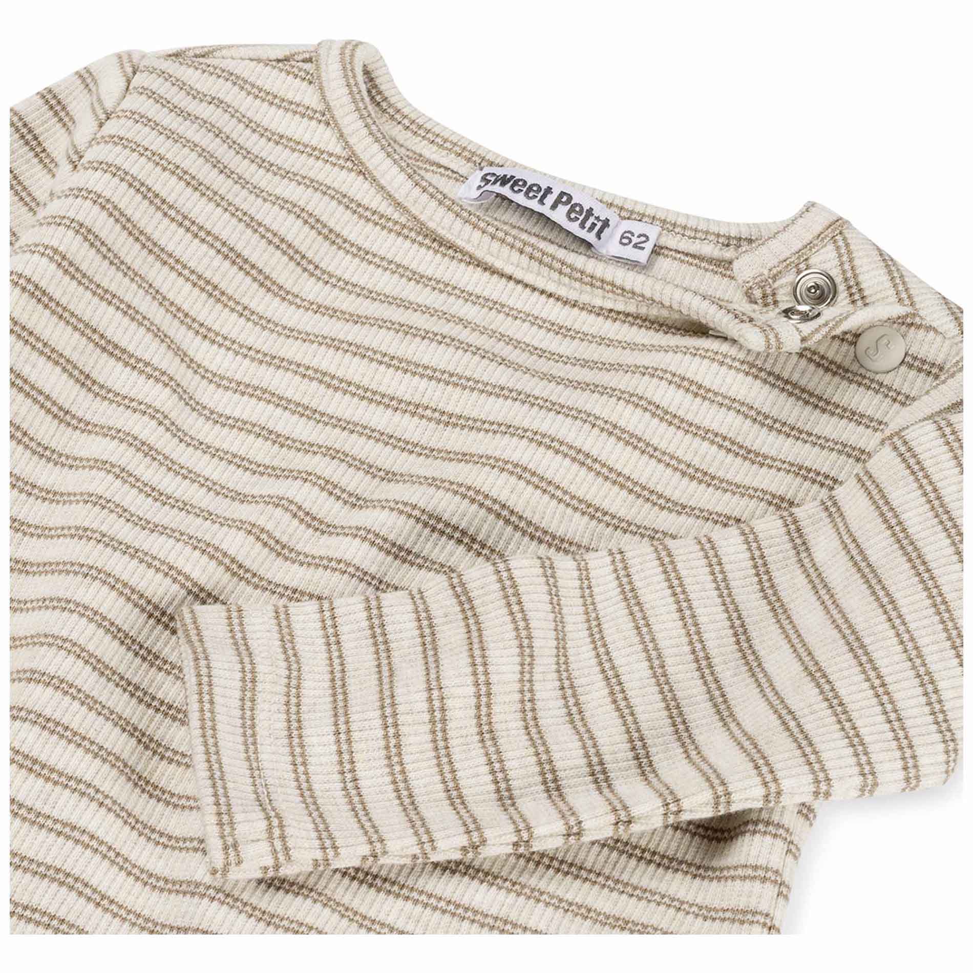 Sweet Petit baby shirt Mees lange mouwen strepen taupe