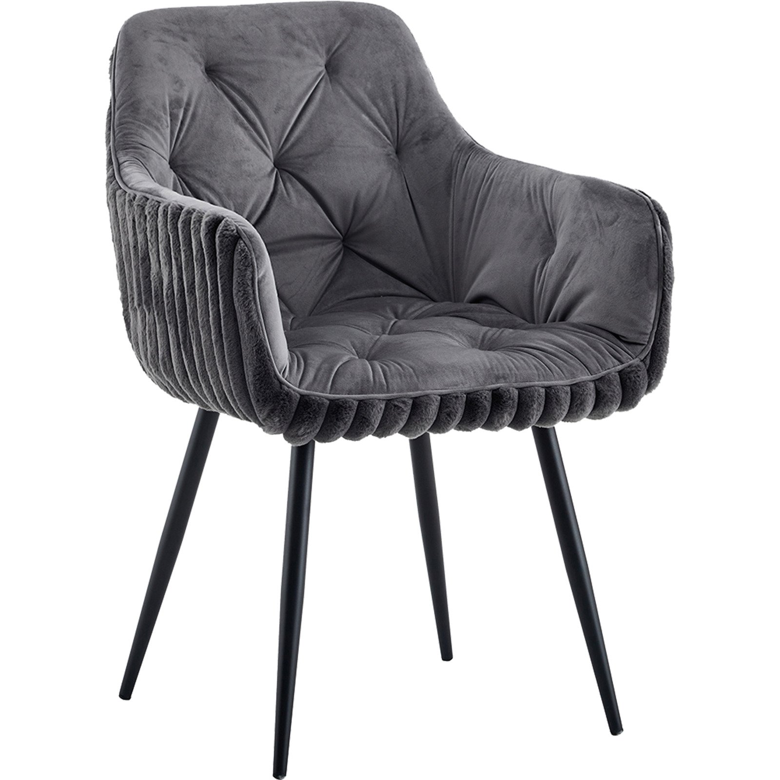 Polsterstuhl Fluffy Samt/Cord dunkelgrau