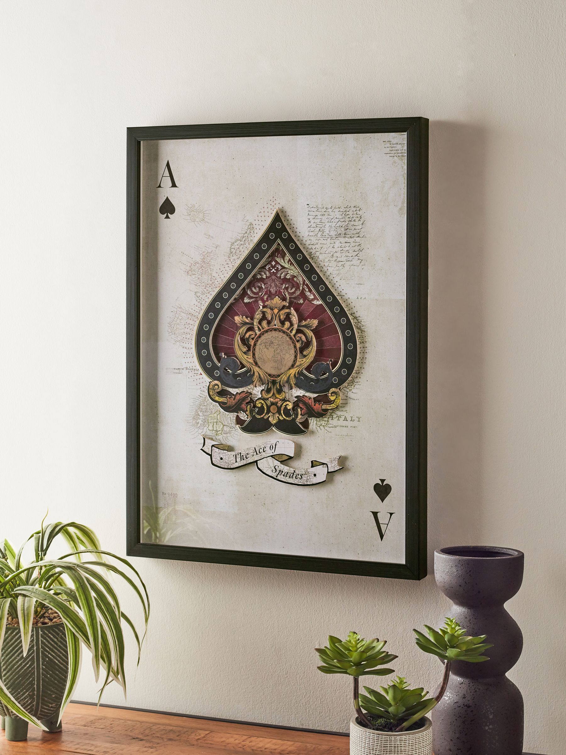Ingelijste wandkunst met speelkaart