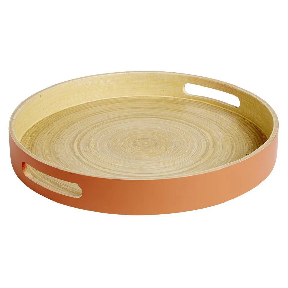 Plateau bambou contour coloré 35x35xH5cm