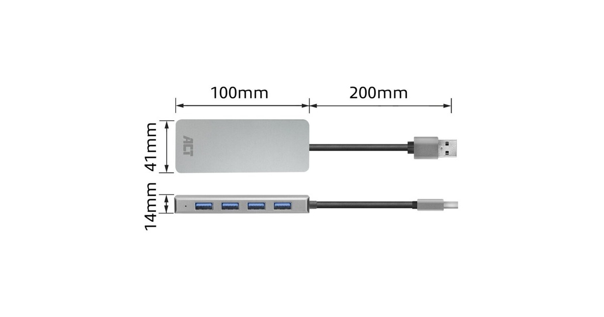 ACT ConnectivityUSB-A hub 3.0, 4 poorts USB-A usb-hub  (Aluminium)