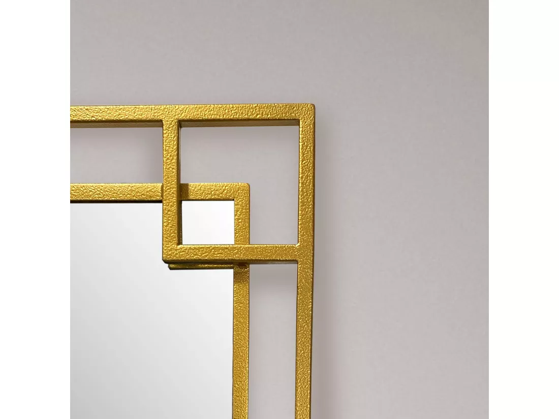 Miroir Murale Métal Carré Miroir Mur Couloir Grand Moderne Doré Cadre