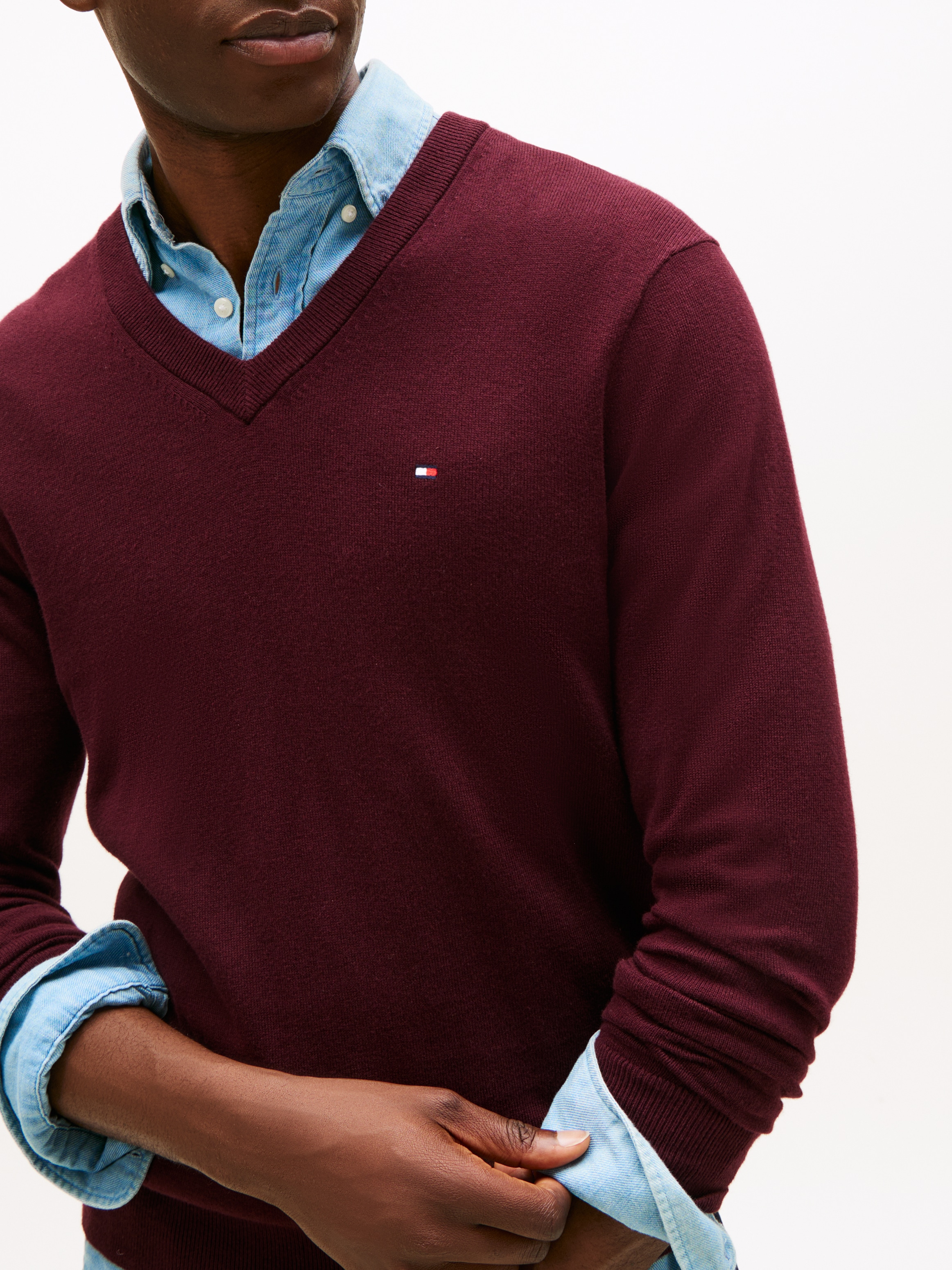 Tommy Hilfiger V-Ausschnitt-Pullover »PIMA ORG CTN CASHMERE V NECK«
