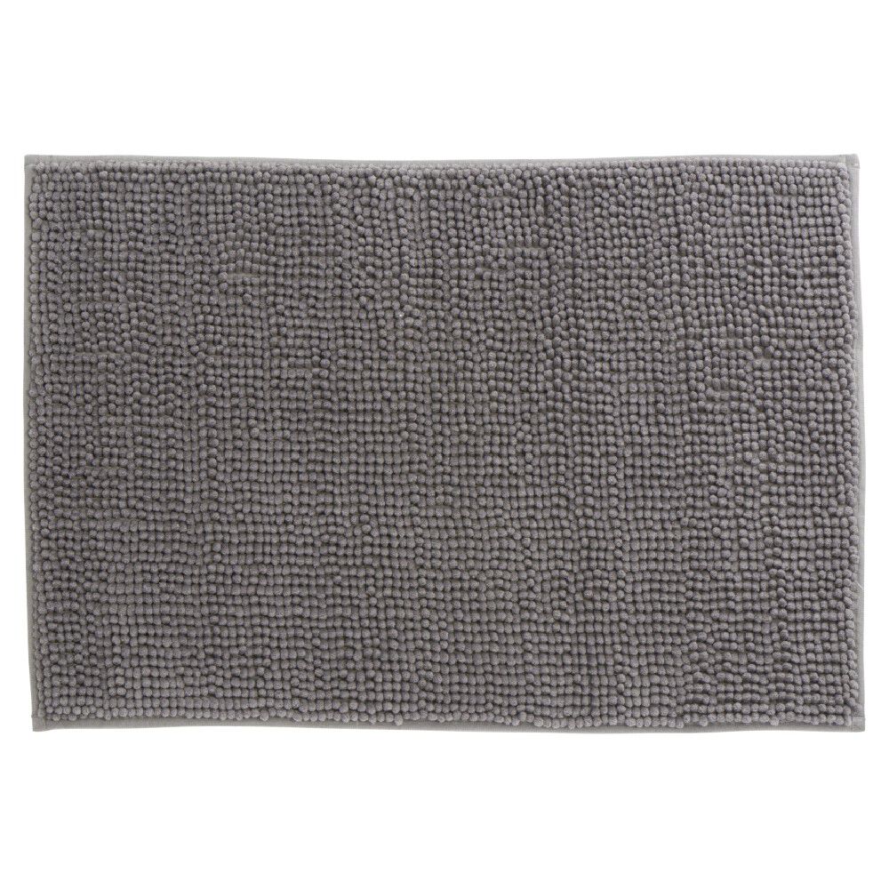 Tapis de salle de bain chenille gris grand modèle