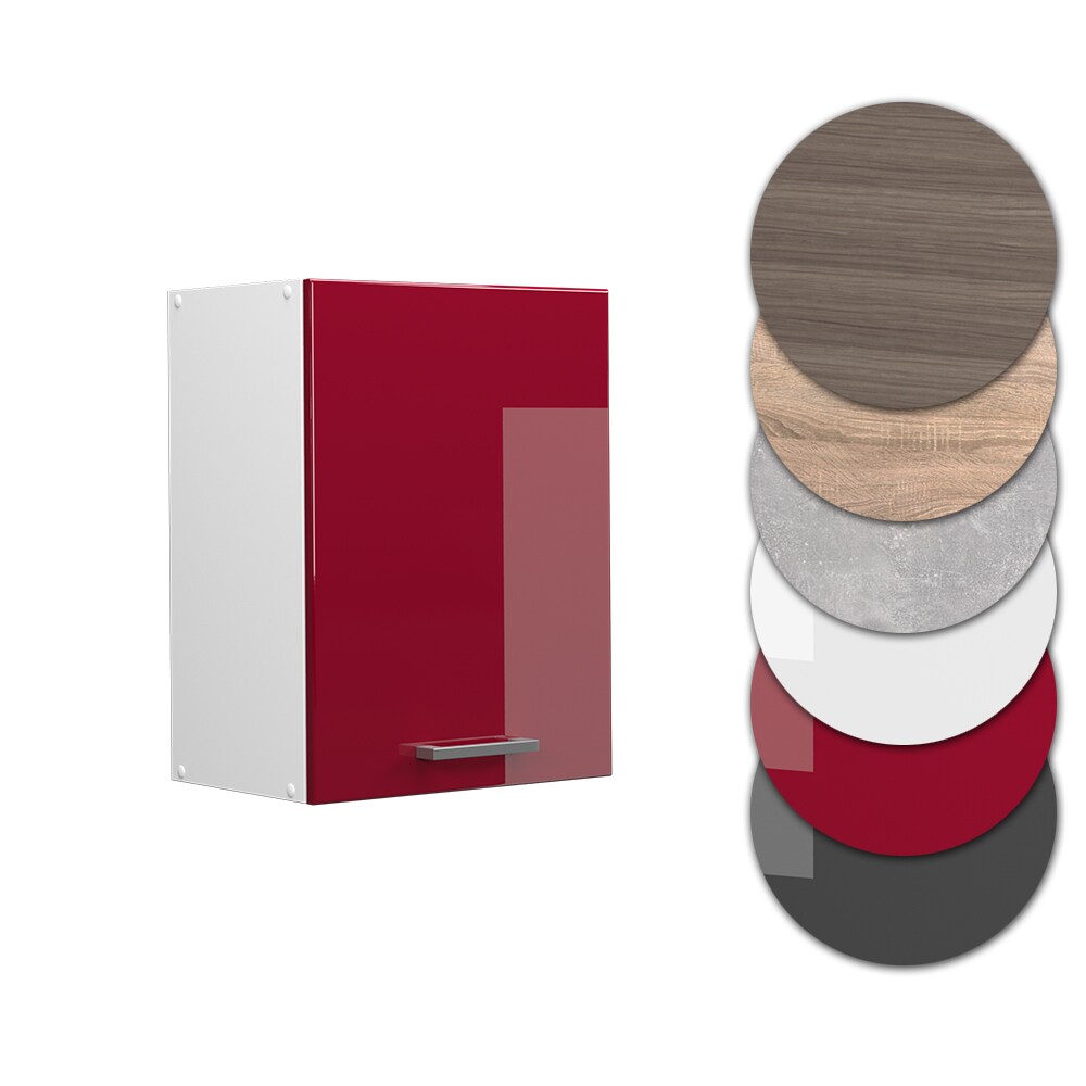 Vicco Hängeschrank Küchenschrank Küchenzeile R-Line 45 cm Weiß Bordeaux Tür Fächer Hochglanz