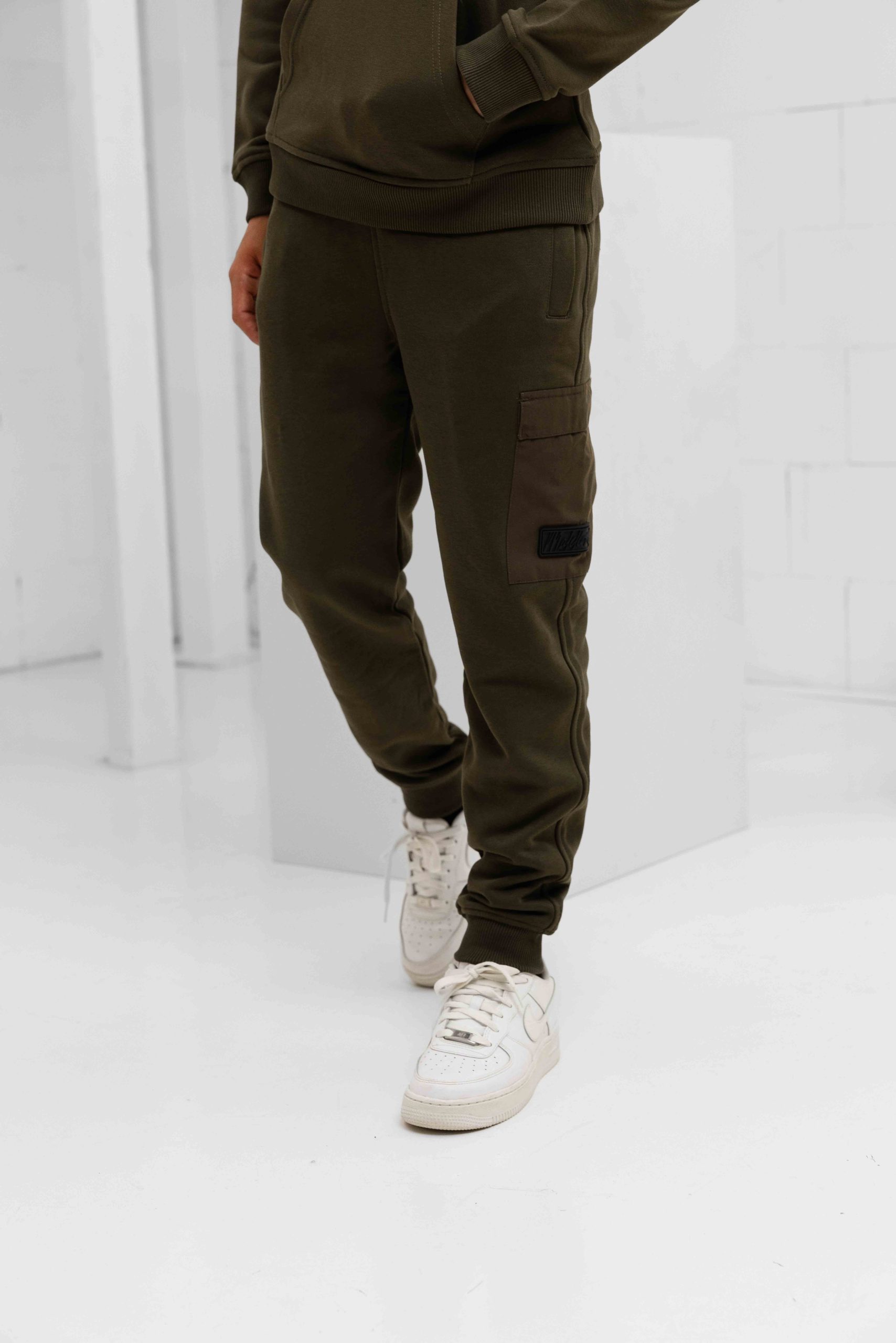 Malelions Nylon Pocket Trainingspak Kids Donkergroen