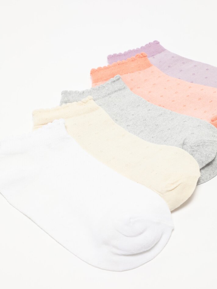 Pacote com 5 pares de meias curtas com ondas - Cores variadas