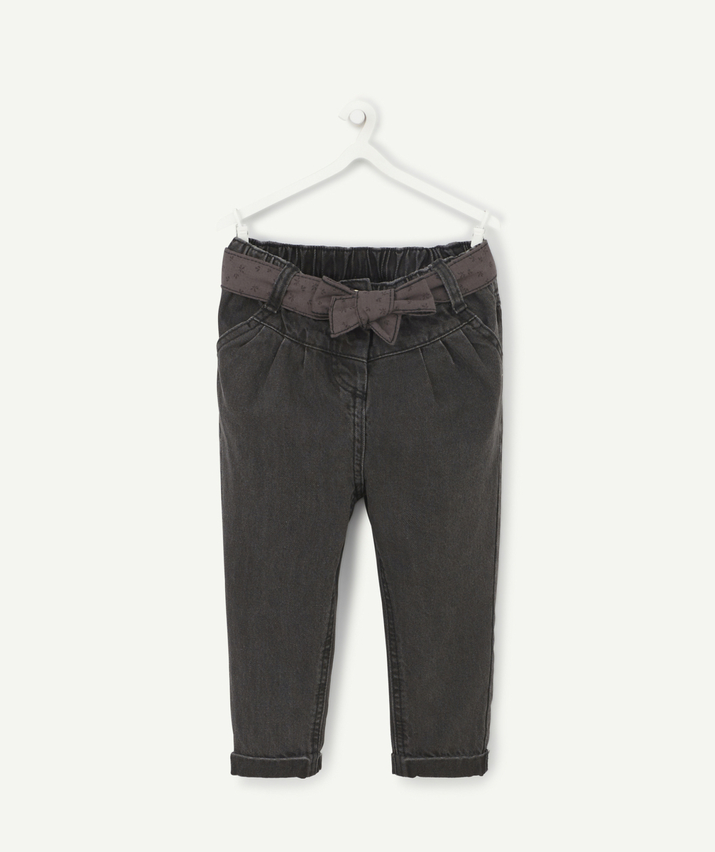 PANTALON SAROUEL NOIR LESS WATER AVEC CEINTURE BÉBÉ FILLE