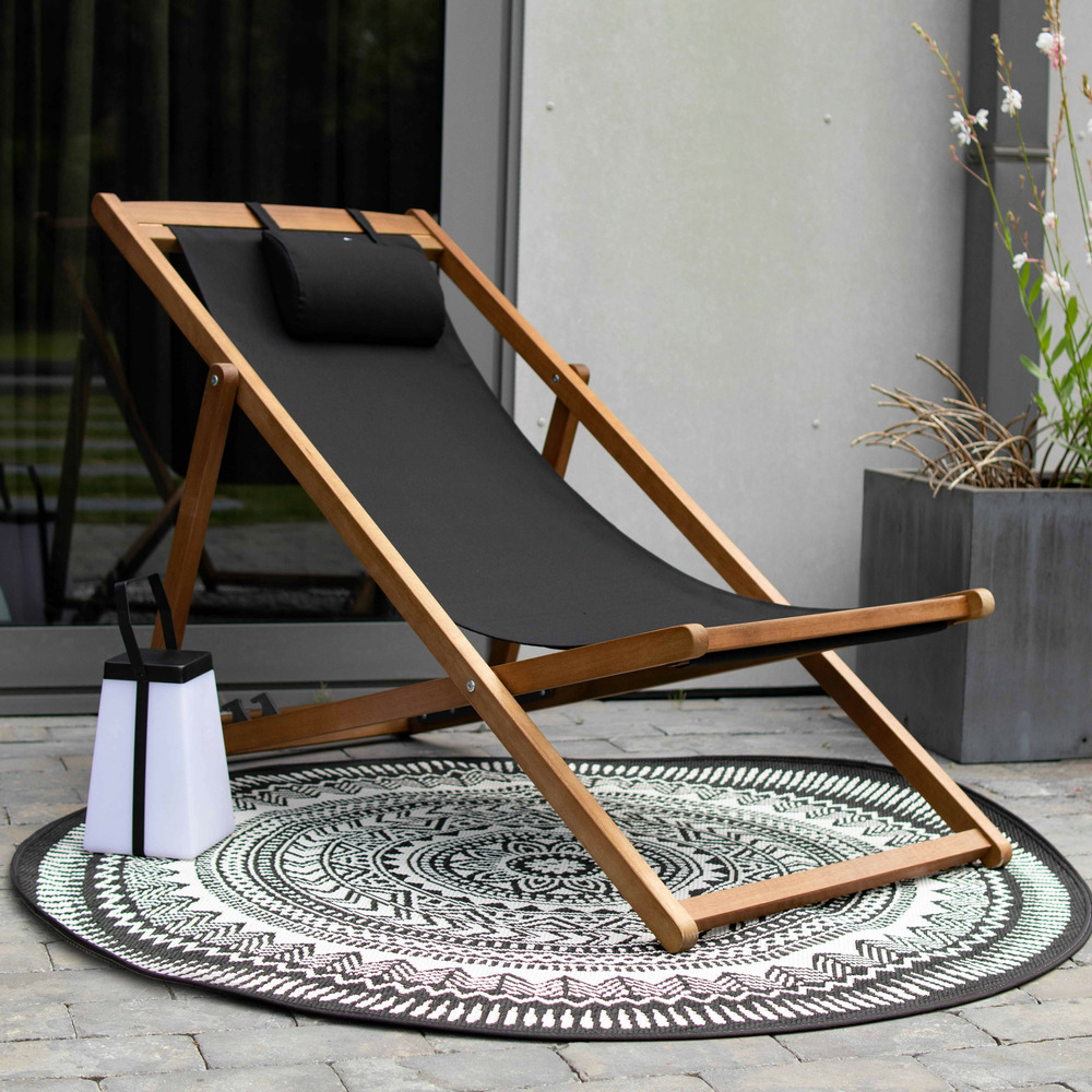 Tapis rond polypropylène noir 160cm