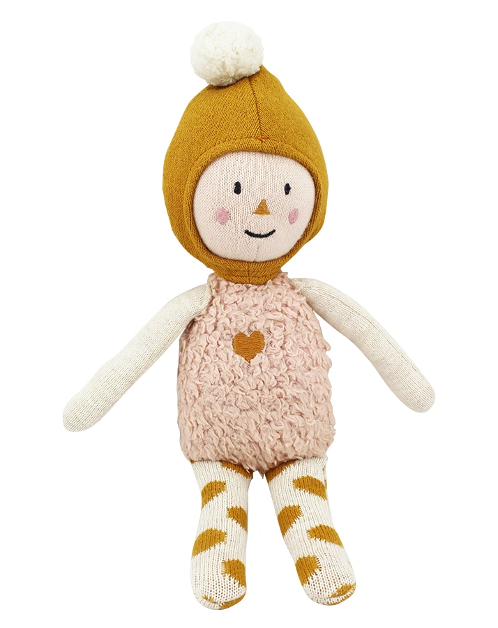Strick-Puppe ELLY (30cm) in rosa/ocker