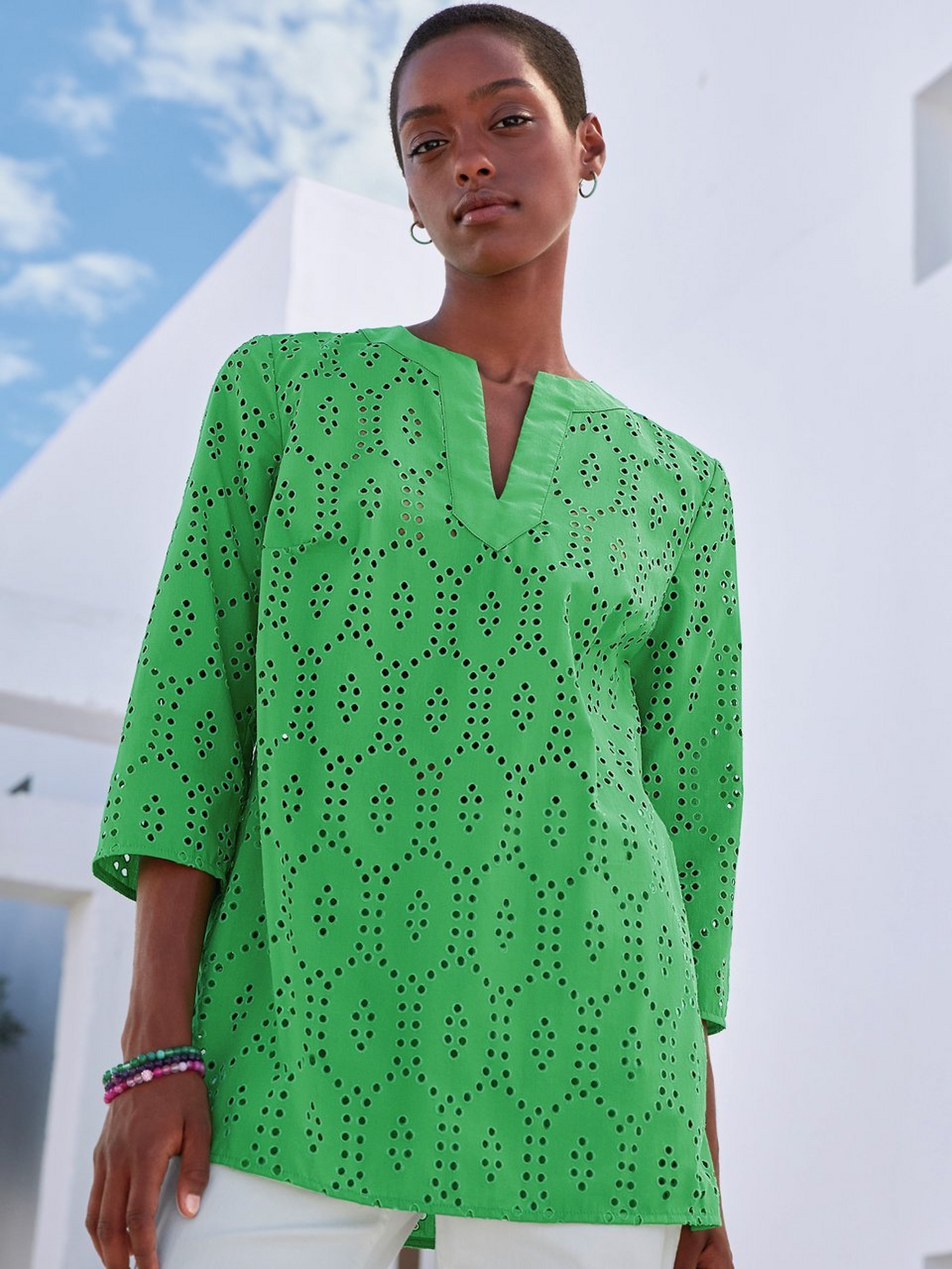 Long-Bluse mit 3/4-Arm
