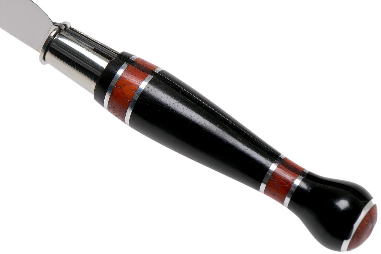 Nontron No. 25 Nickel Silver Turning Ferrule, Marquetry Ebony Padouk, ball shape NN25BOEBPA zakmes
