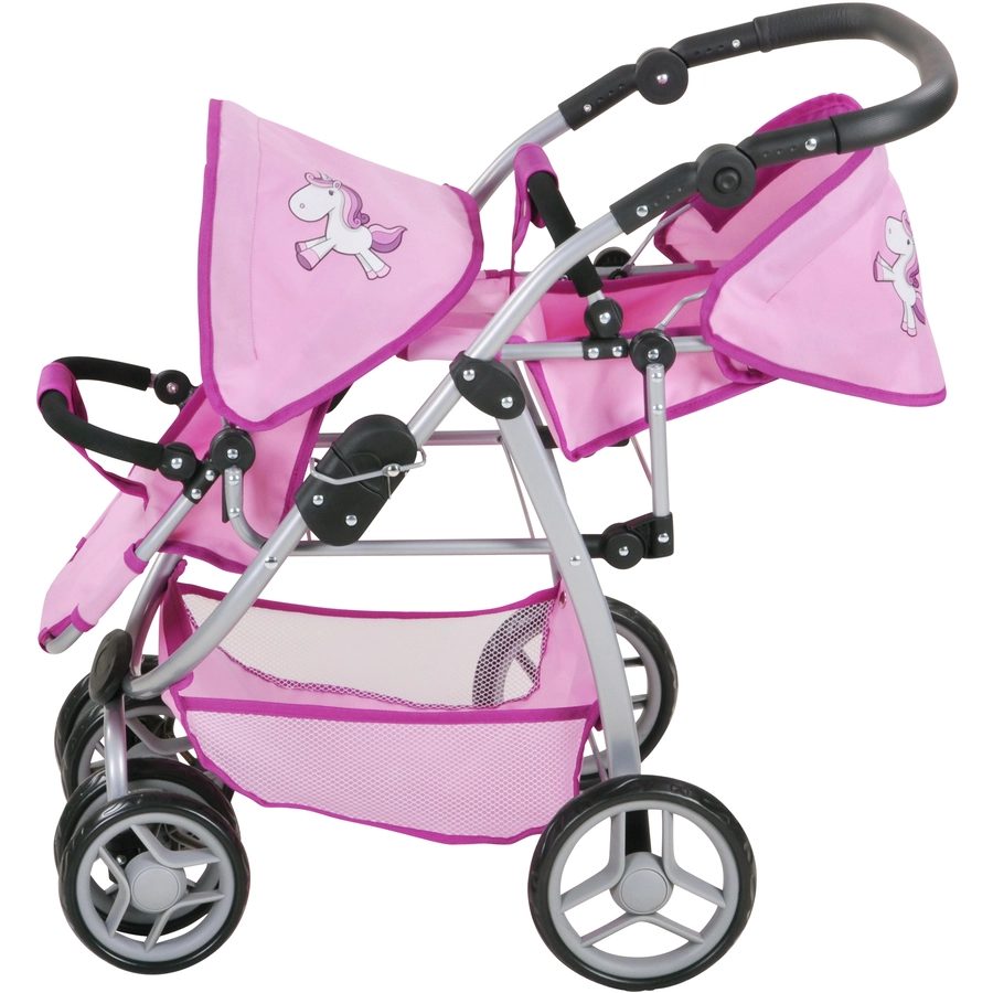 knorr toys® Zwillingspuppenwagen Milo - UMA. Das Einhorn rosa