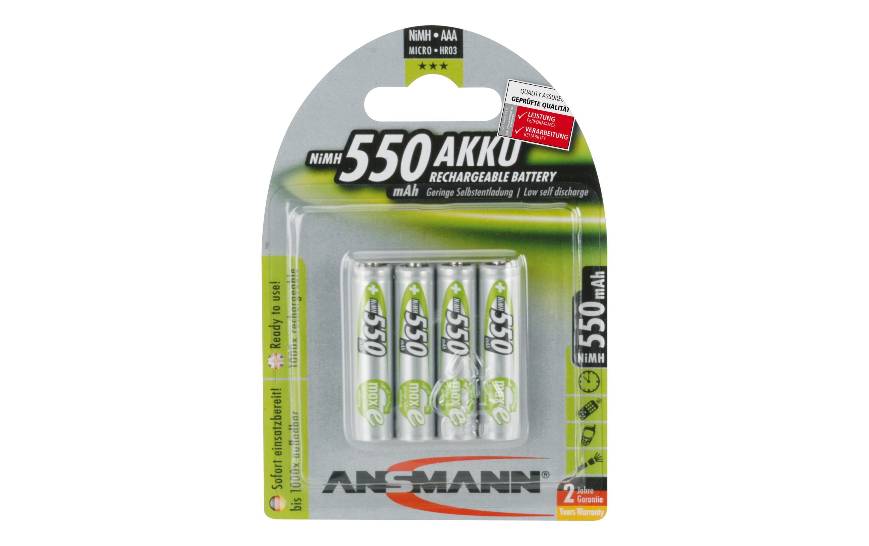 Akku Typ 550 NiMH 550 mAh, 4 StückAAA-Akkus im 4er-Pack