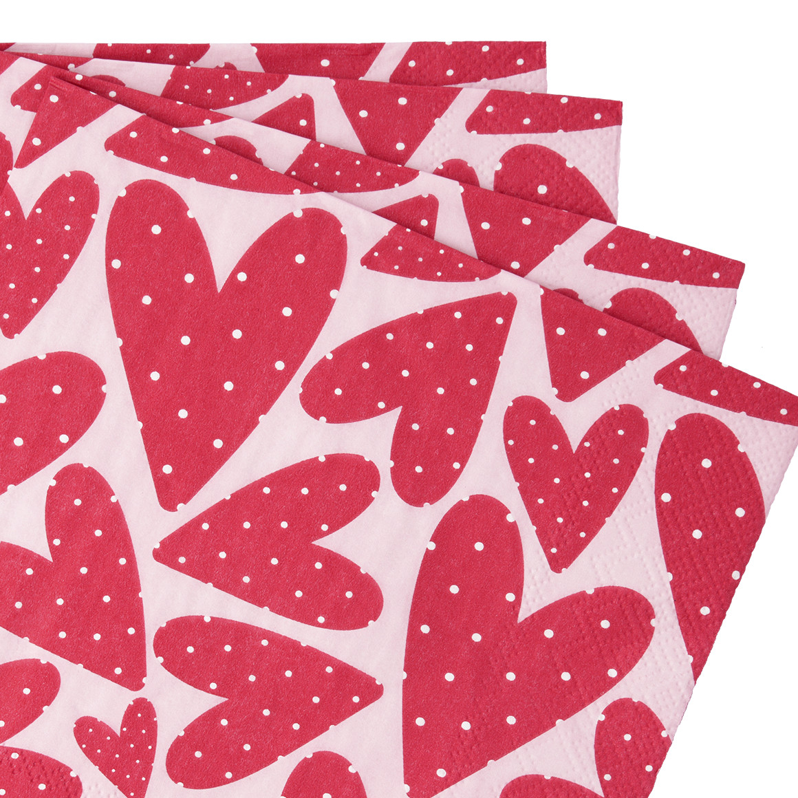 My Home 20 Servietten mit Herz-Allover rot / rosa