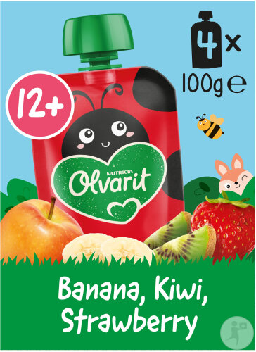 Olvarit Gourde 12m+ Fraise/Banane/Kiwi 4x100g