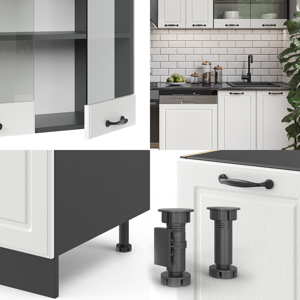 Vicco Küchenzeile Küchenblock Einbauküche R-Line 300 cm Landhaus Anthrazit KUS