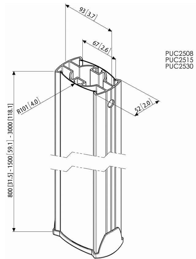 Vogels Pro PUC pæl 80 cm 2508 (sølv)