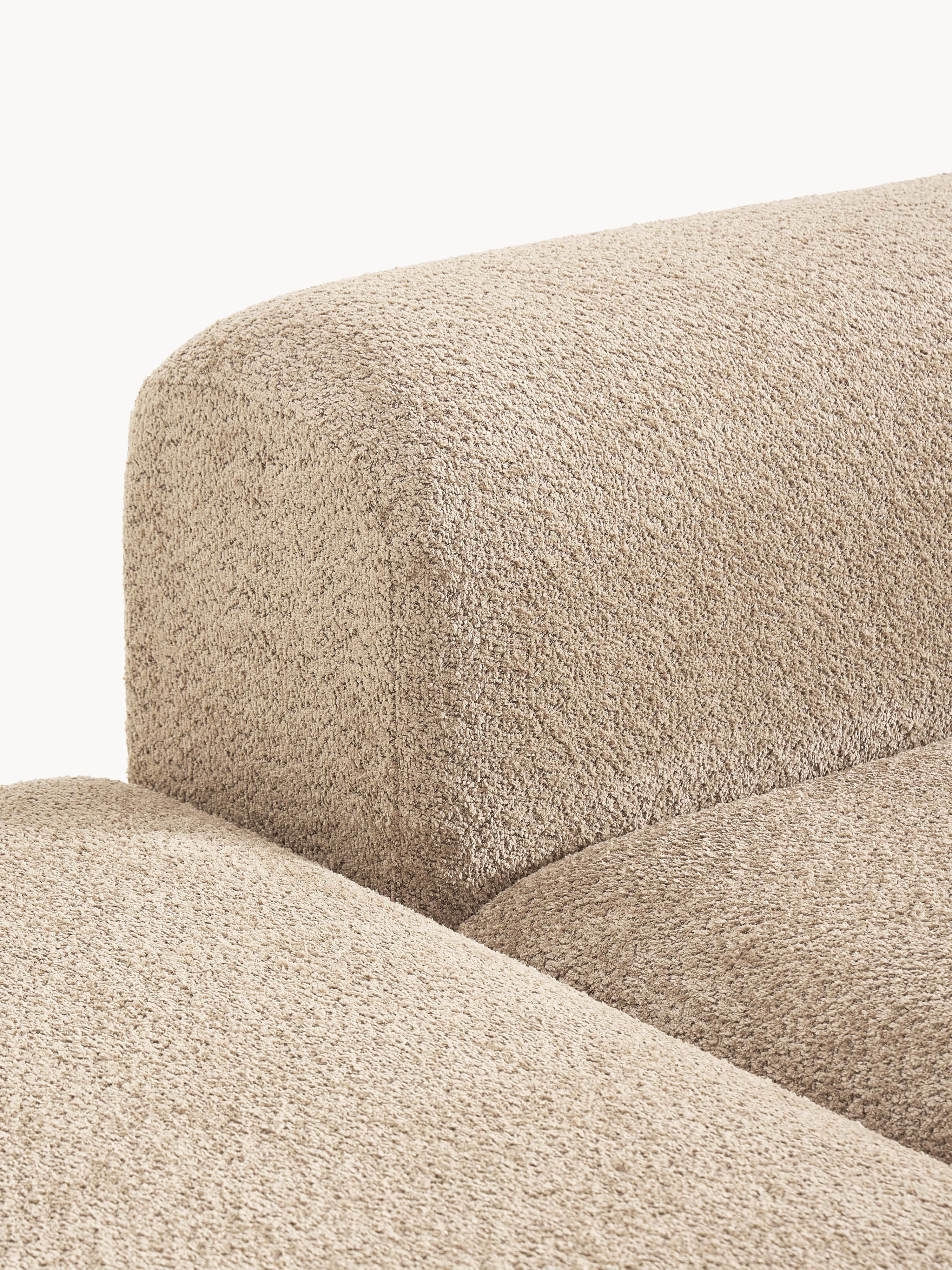 Modulaire chaise longue Natalie van teddy-bouclé met poef (links/rechts)