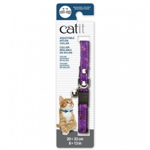 Coleira de nylon com sino para gatos, roxa/joaninha