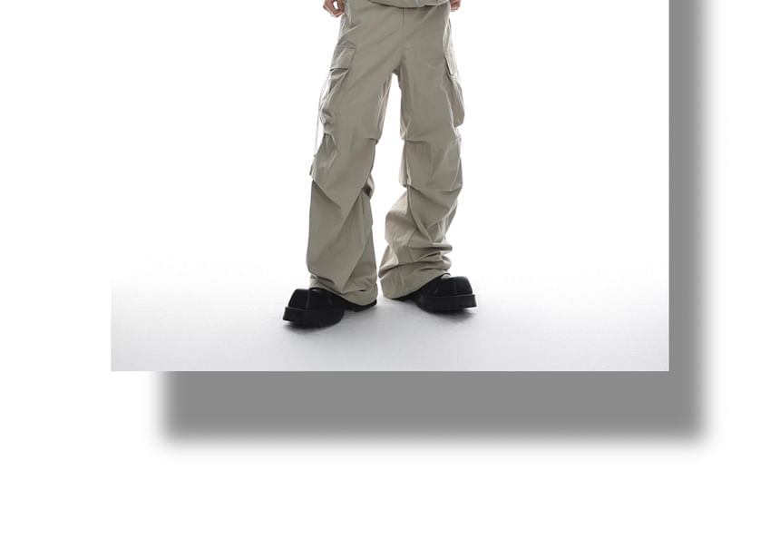 Kooklay - Effen vest met capuchon en rits / Hoge taille, wijde broek