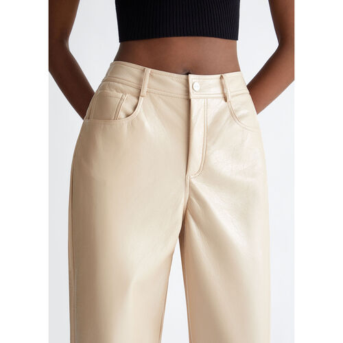 Liu Jo - Pantalón de tejido revestido brillante Amarillo