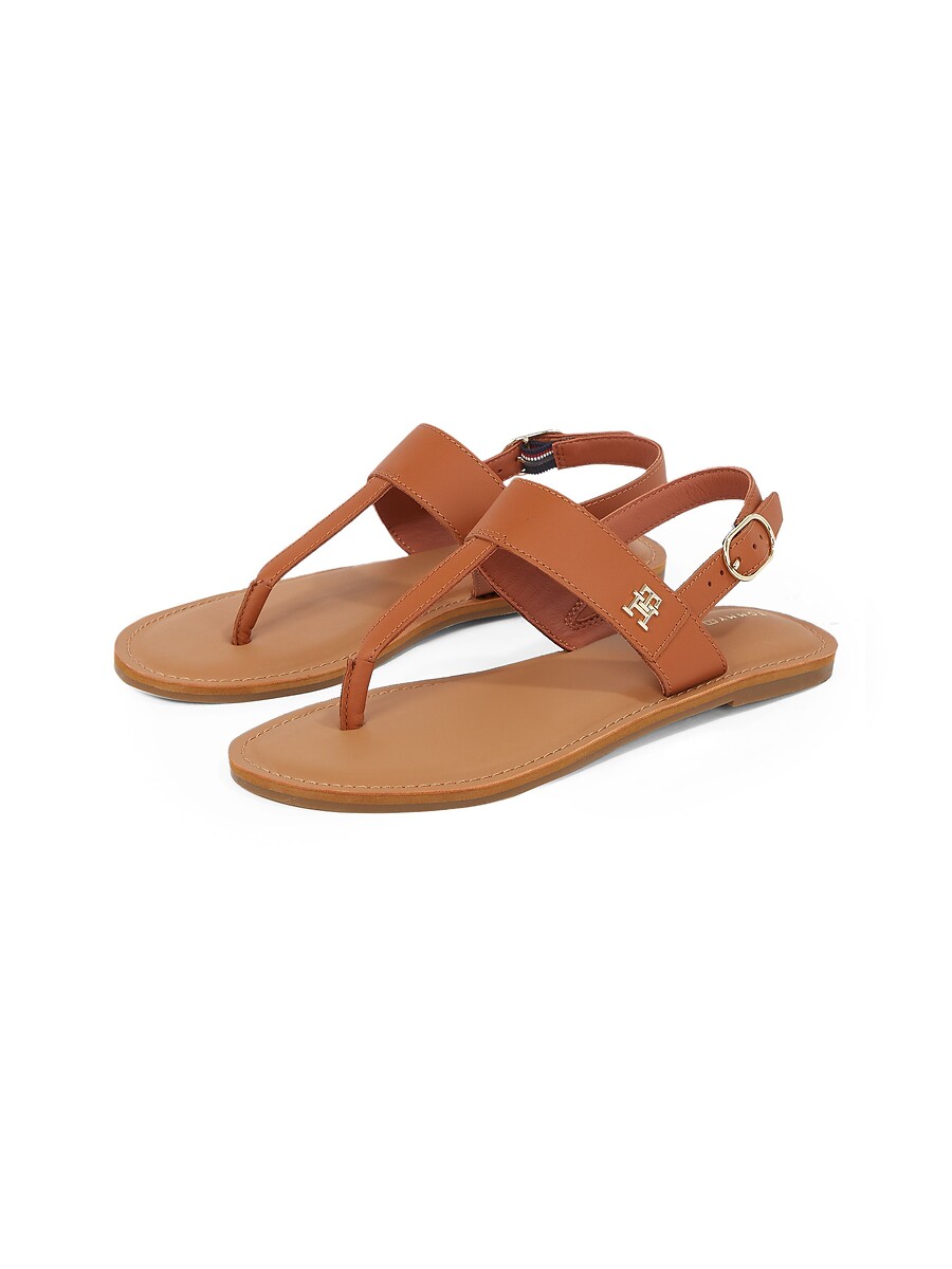 TOMMY HILFIGER<br>Sandálias rasteiras de couro com bico fino