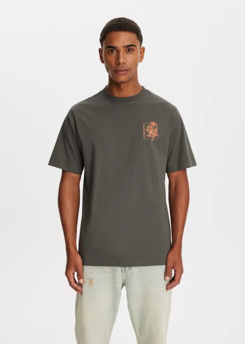 T-shirt met print roos groen (GRN.A)