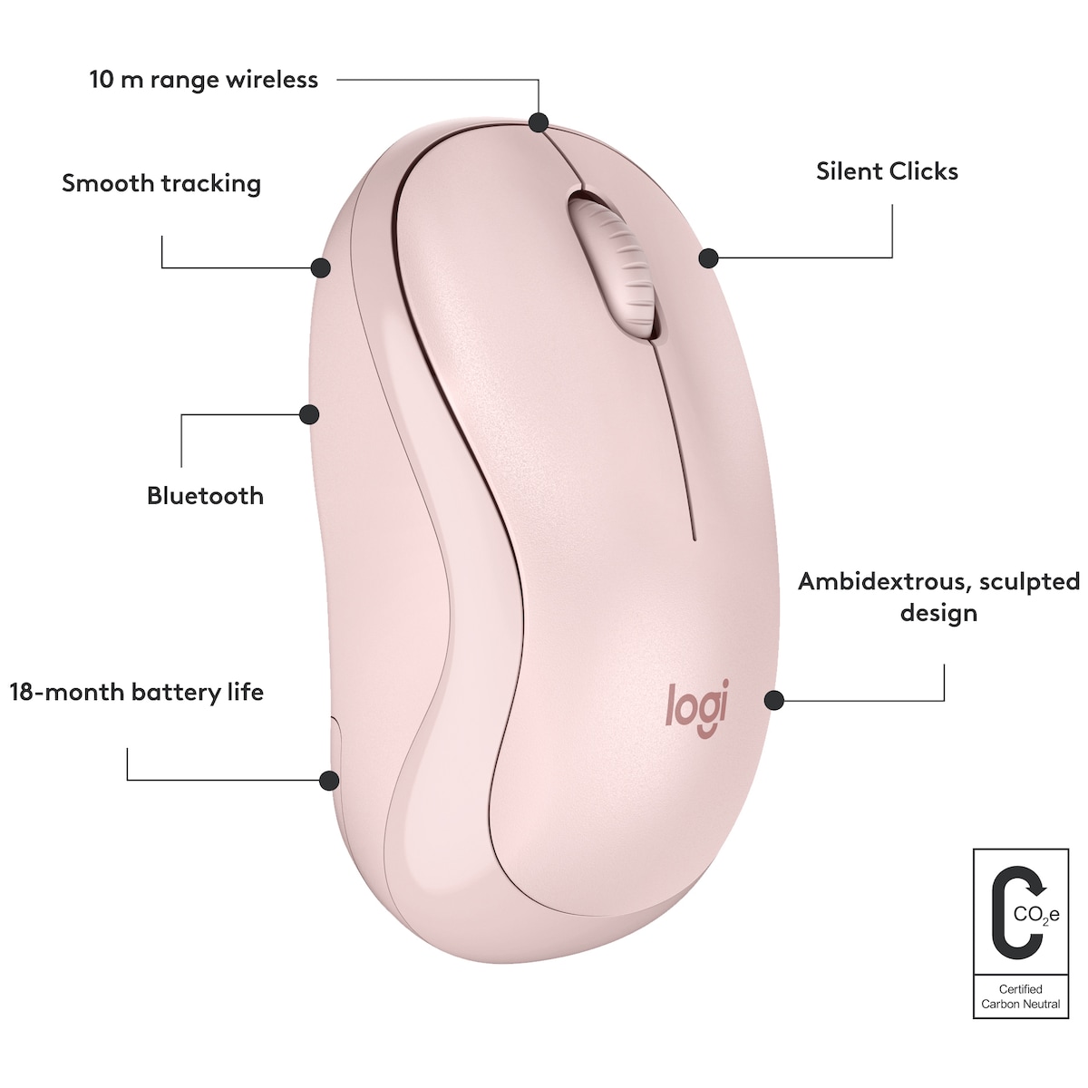 Logitech M240 Silent Bluetooth trådløs datamus (rose)