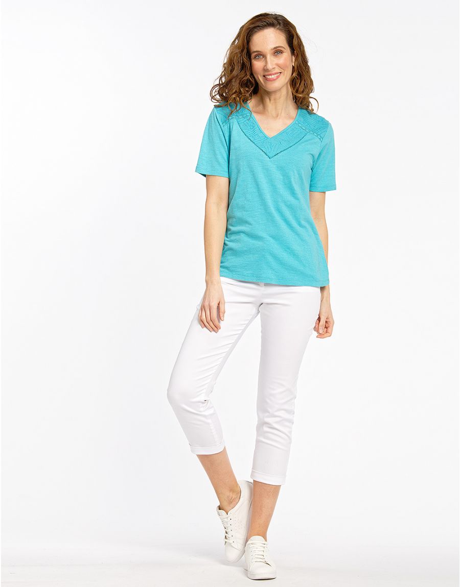 T-shirt brodé vert menthe