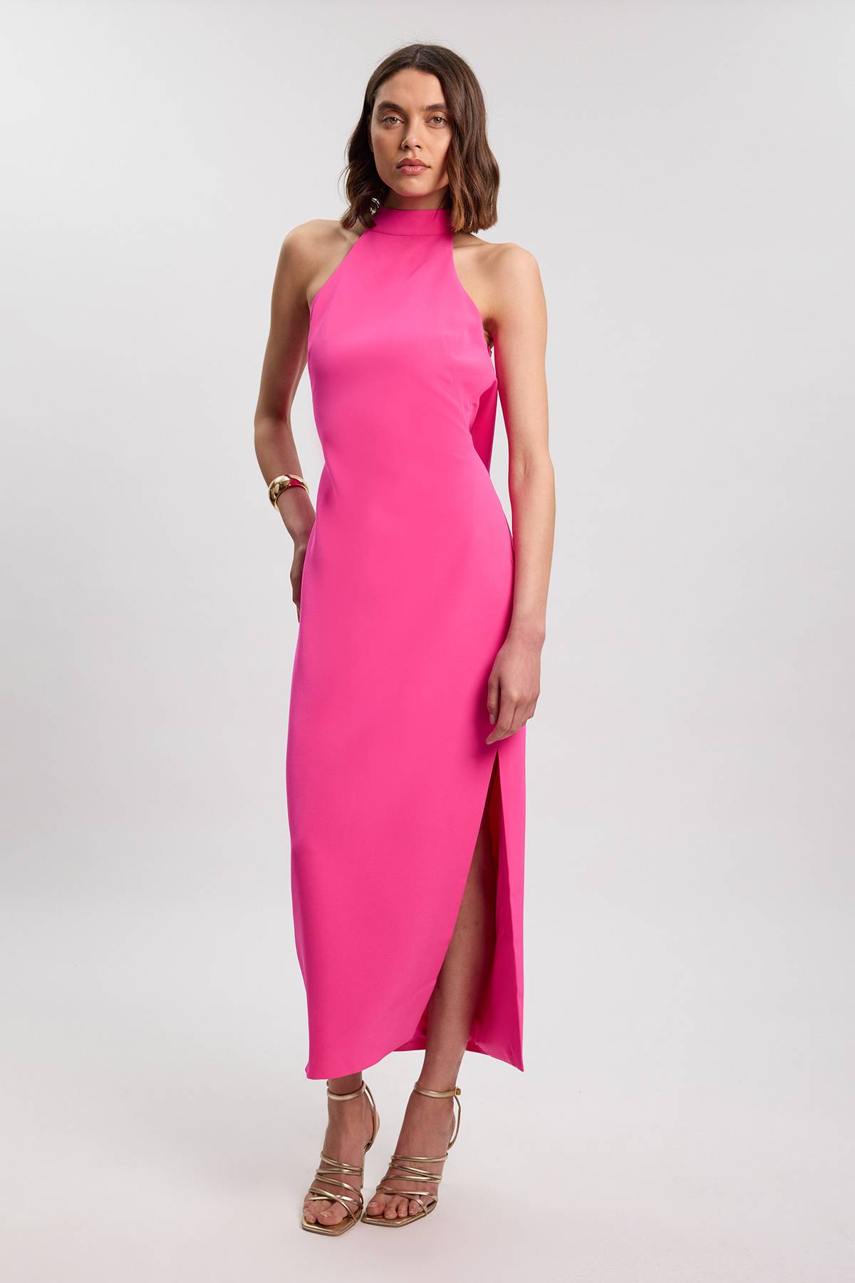 KarenMillen Robe Longue Dos Nu À Encolure Américaine Coupe Ajustée Douce
