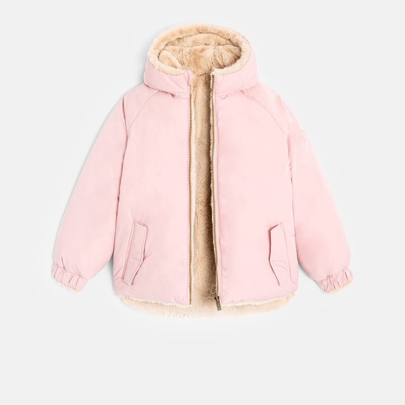 Blouson réversible fausse fourrure rose Fille
