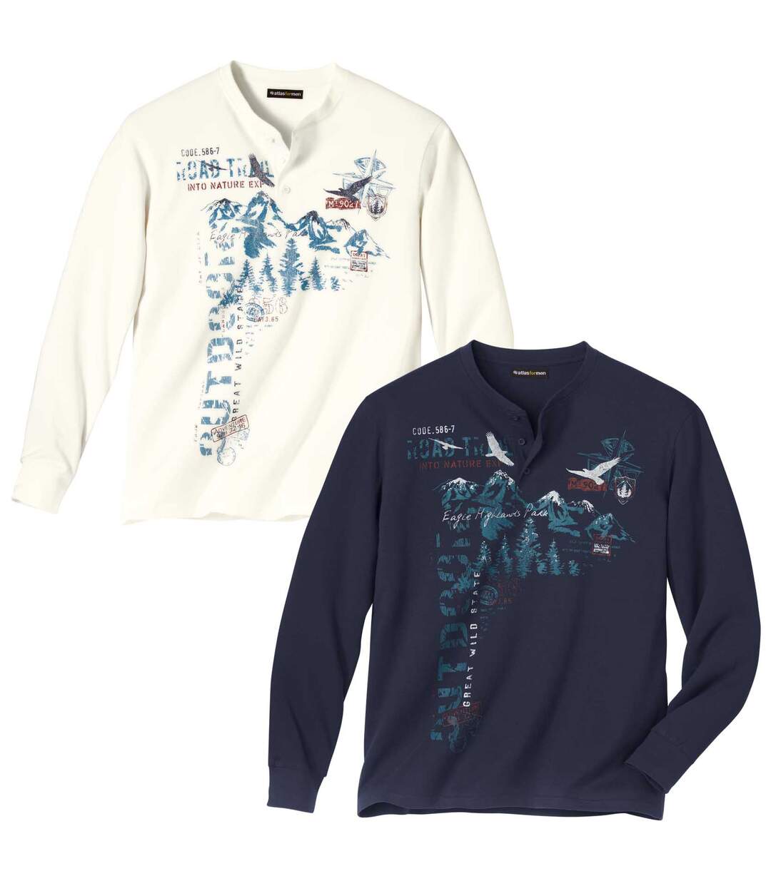 Lot de 2 Tee-Shirts Col Tunisien Eagle Highlands