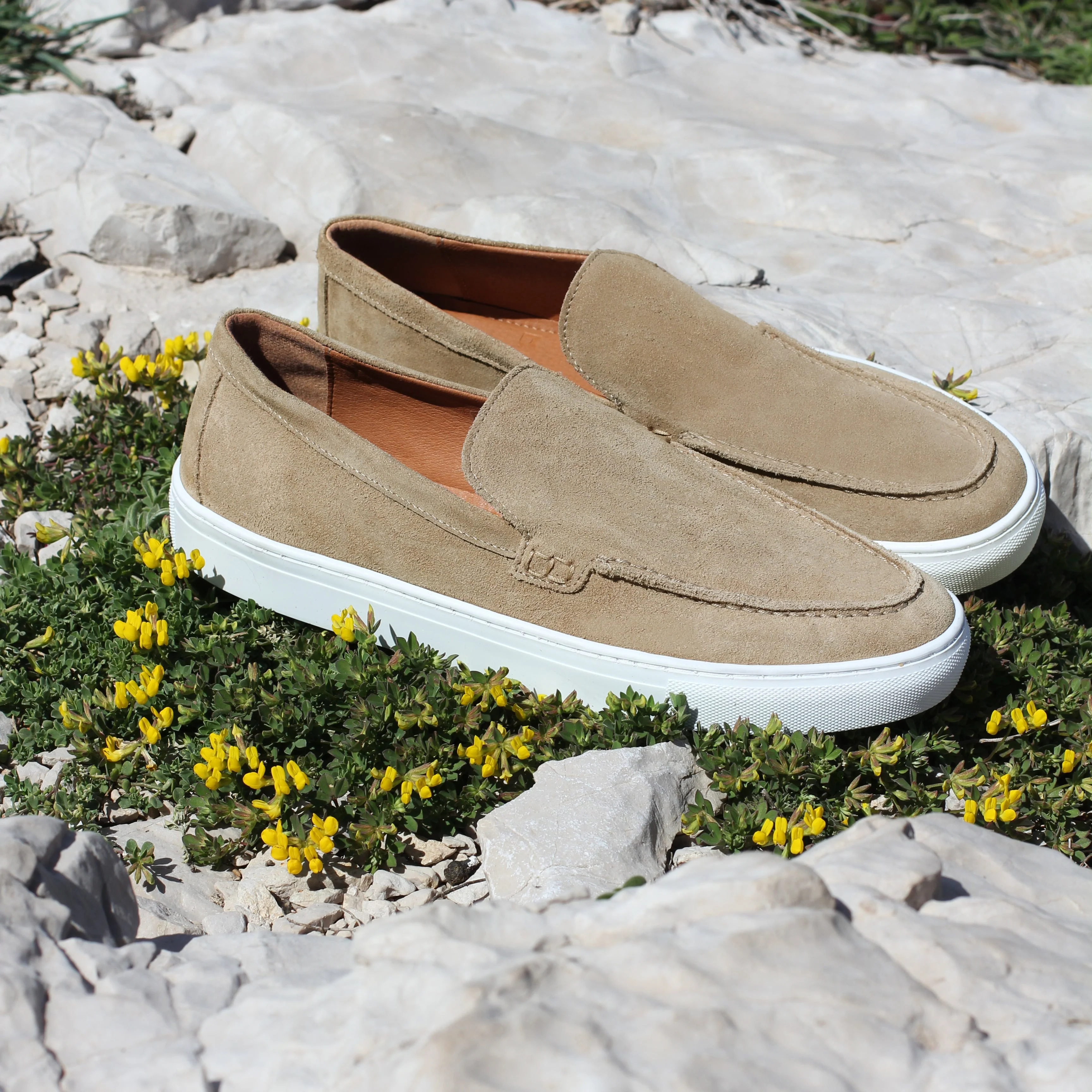 Tossa-Mocassin en veau velours taupe