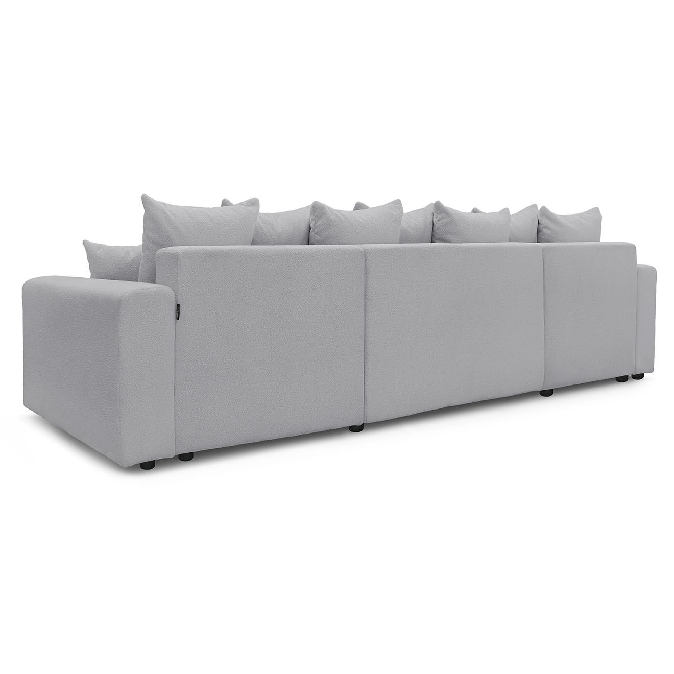Bobochic Canapé panoramique convertible coffre bouclette envy gris clair - 386x153x95 cm