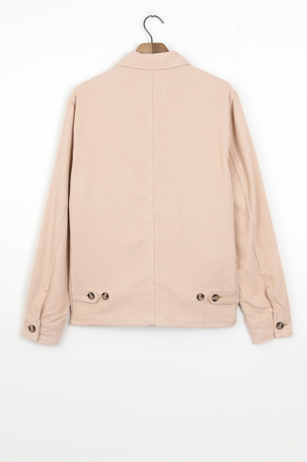 Beige katoenen worker jack met corduroy