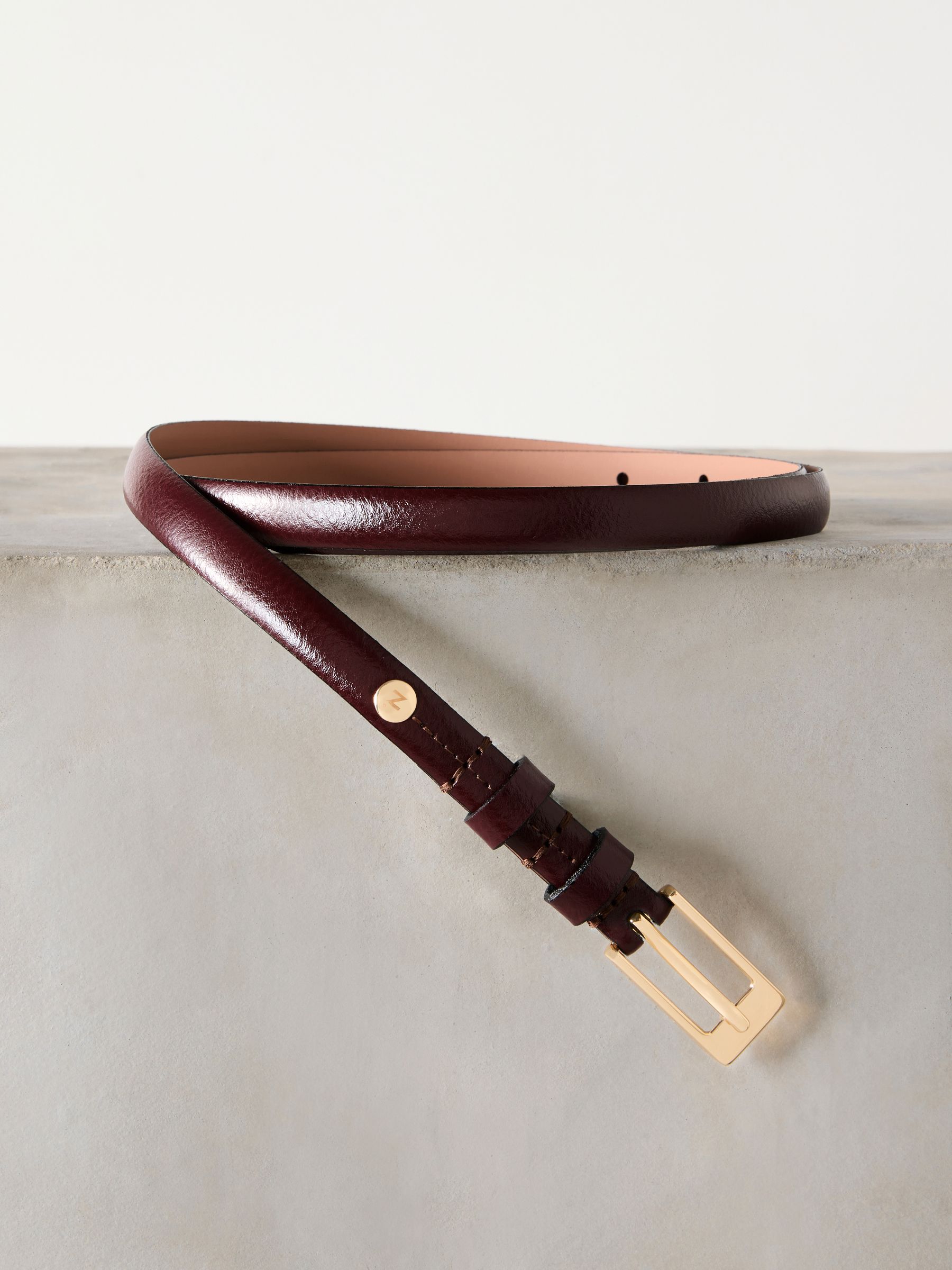 Bessenrood - N. Premium skinny Made In Italy leren riem
