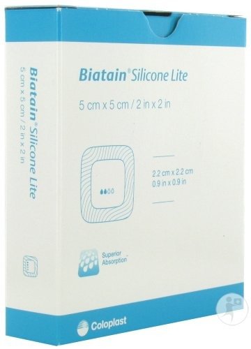 Coloplast Biatain Silicone Lite 5x5cm Pansement De Mousse Fin Ultra-Souple 5 Pièces