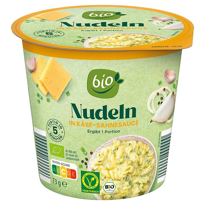 BIO Bio-Bechergerichte 73 g, Nudeln Käse-Sahne