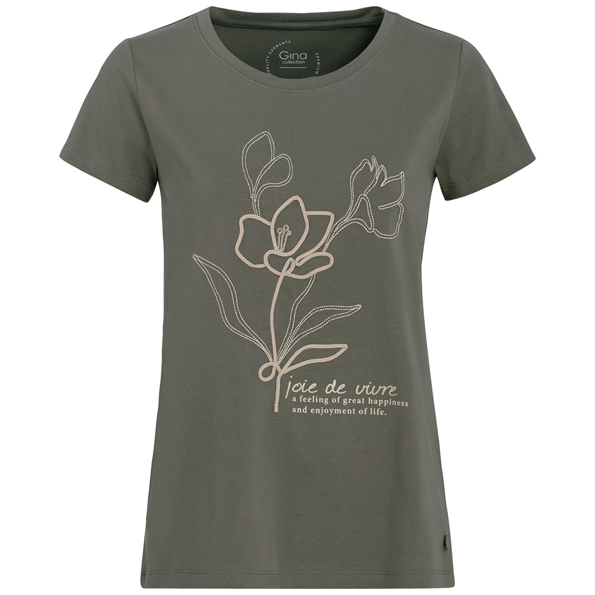 Gina Collection Damen T-Shirt mit Bio-Baumwolle dunkeloliv