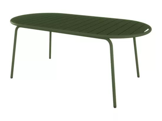 Salle à manger de jardin en métal : une table ovale L.180 cm et 4 chaises - Kaki - MONTEFARO de MYLIA