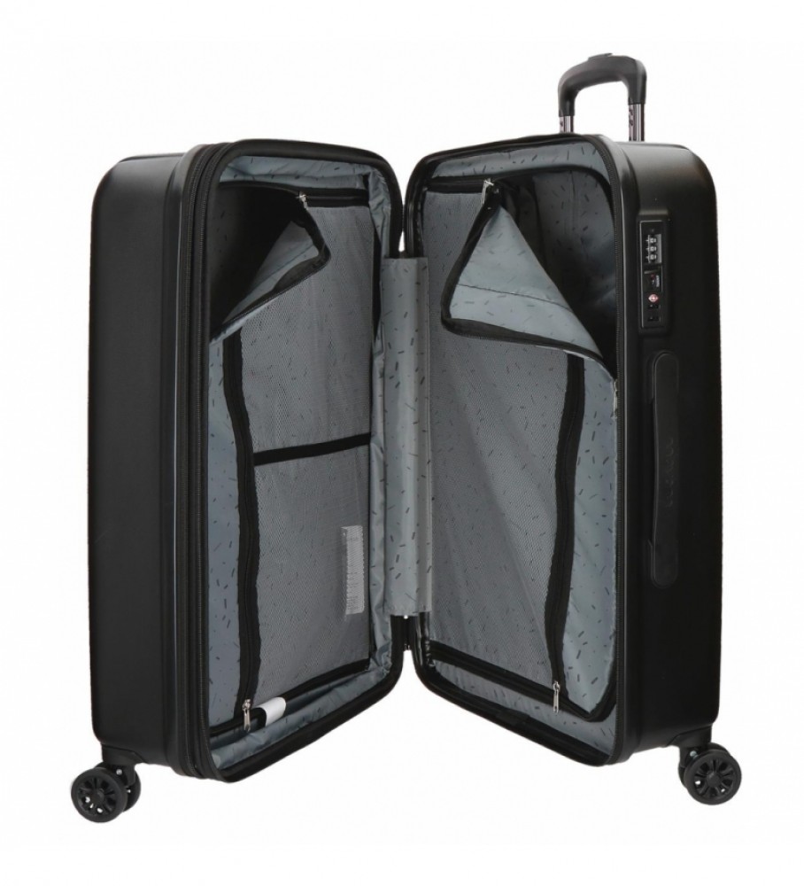 Conjunto de malas Movom Movom Wood Black - 38,5x55x20cm / 49x70x28cm -