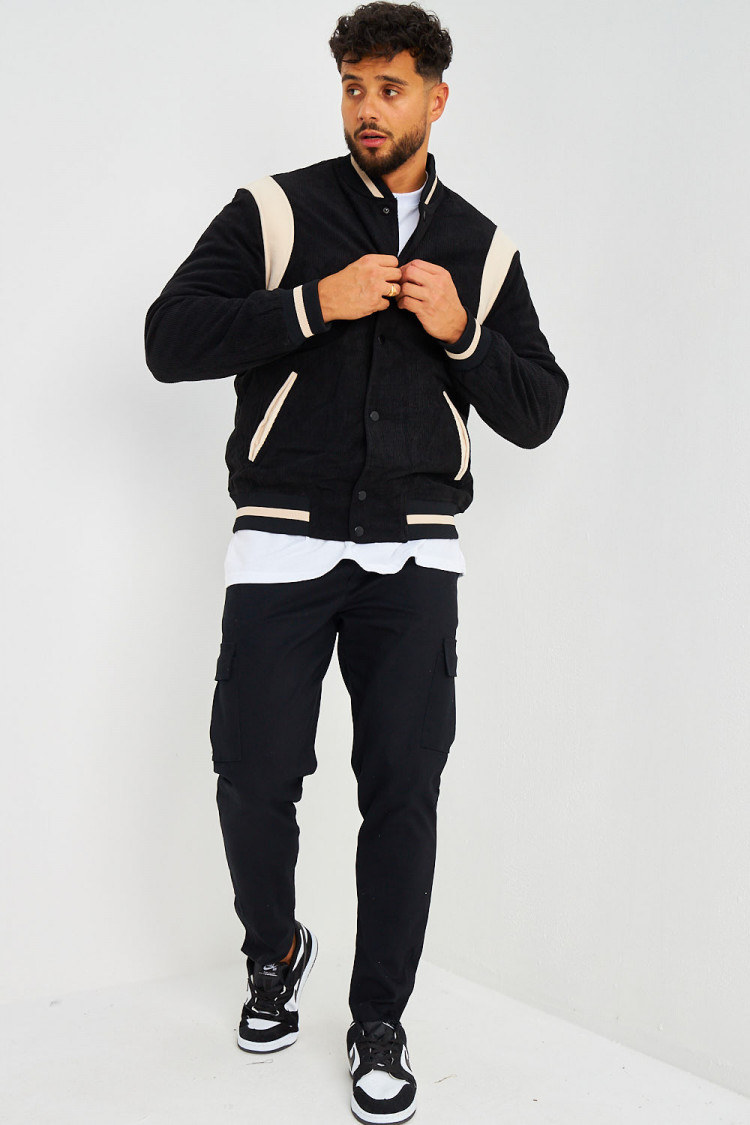 Bomber noir en velours côtelé